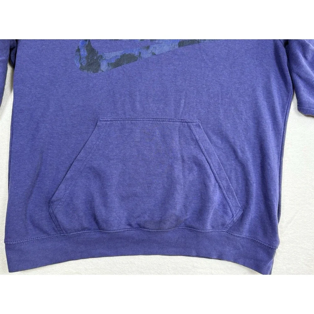 Nike Women’s Purple Fleece Pullover Hoodie Camo Logo Kangaroo Pocket Large